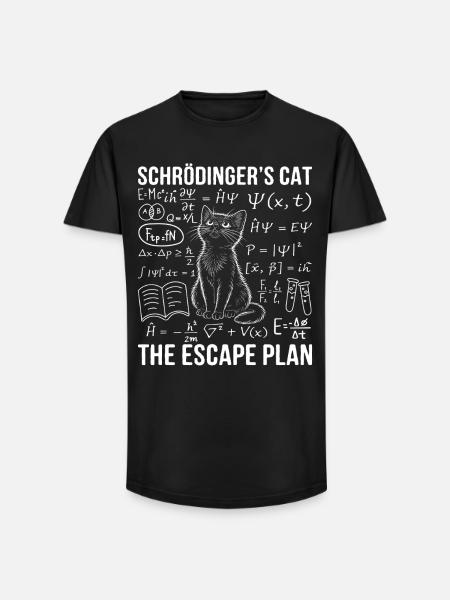 Schrödinger's Cat The Escape Plan - Long Fit Men's T-Shirt - black