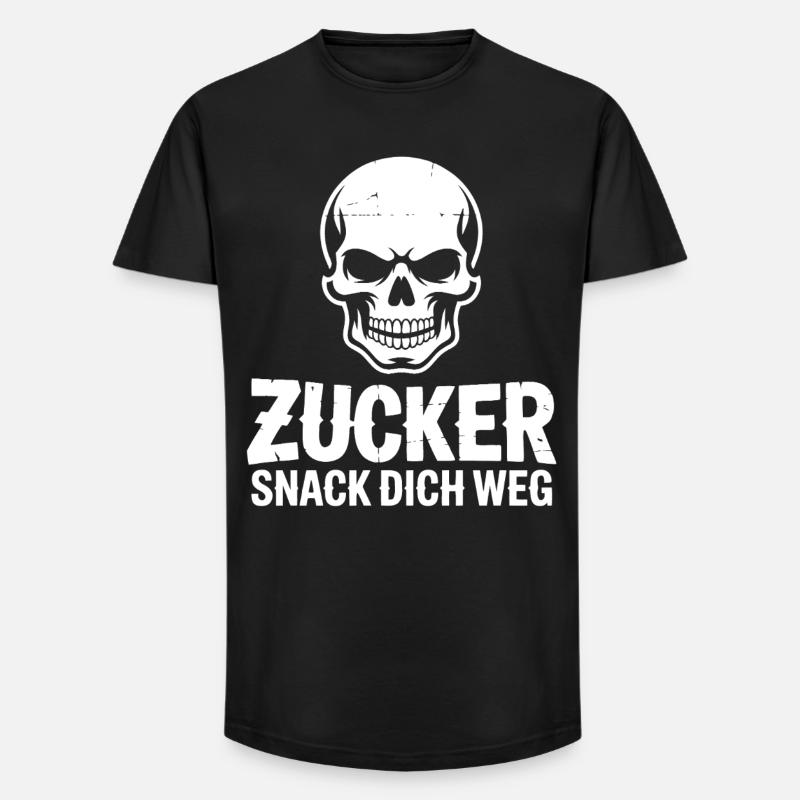 Zucker Schädel Snack Dich Weg - Long Fit Männer T-Shirt - Schwarz