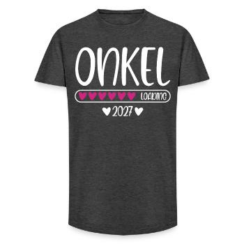 Oncle 2027 chargeant avec barre de chargement en cœur - T-shirt coupe longue homme - charbon - Devant - AI Model Male 185 light (185cm)
