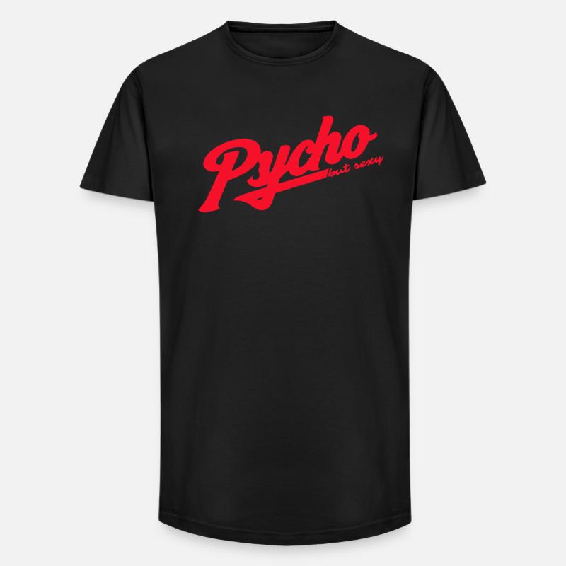 Psycho Retro Script Logo - Long Fit Männer T-Shirt - Schwarz