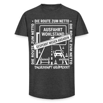 Die Route Zum Netto Dauerhaft Gesperrt - Long Fit Männer T-Shirt - Anthrazit - Vorne - AI Model Male 185 light (185cm)