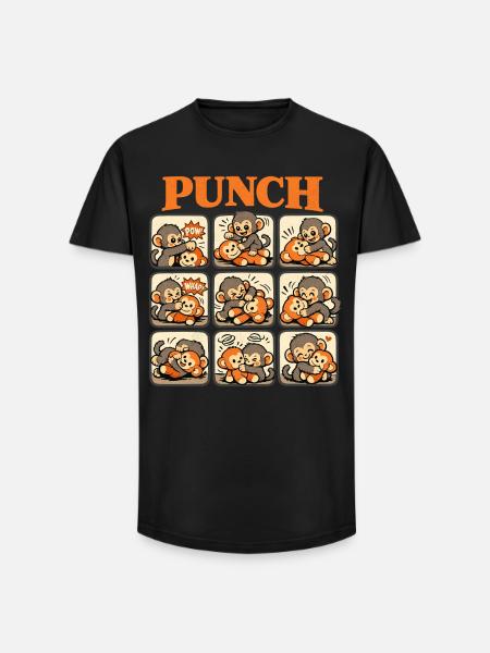Singe Cooler Punch Bébé Singe mignon - T-shirt coupe longue homme - noir
