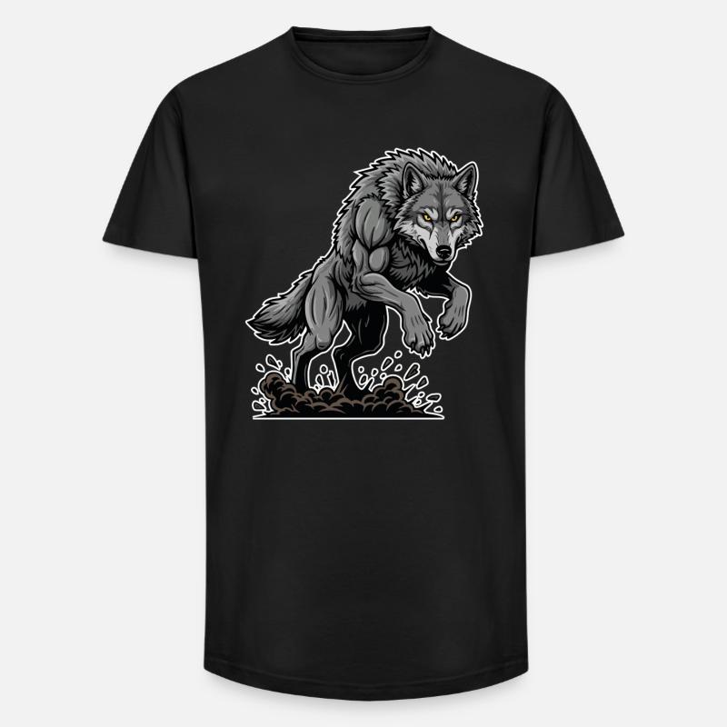 Werwolf Mighty Racing Maskottchen Wolf - Long Fit Männer T-Shirt - Schwarz