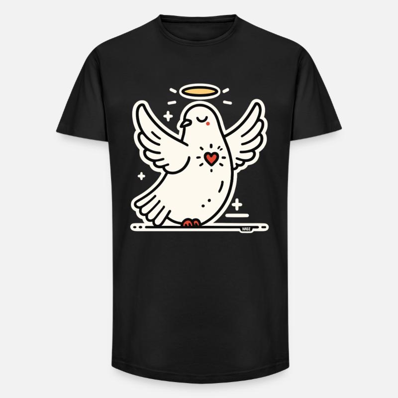 Friedens Taube Heilender Herz - Long Fit Männer T-Shirt - Schwarz
