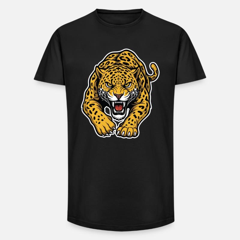 Leopard-Jaguar Wild Attack Maskottchen-Raubtier - Long Fit Männer T-Shirt - Schwarz