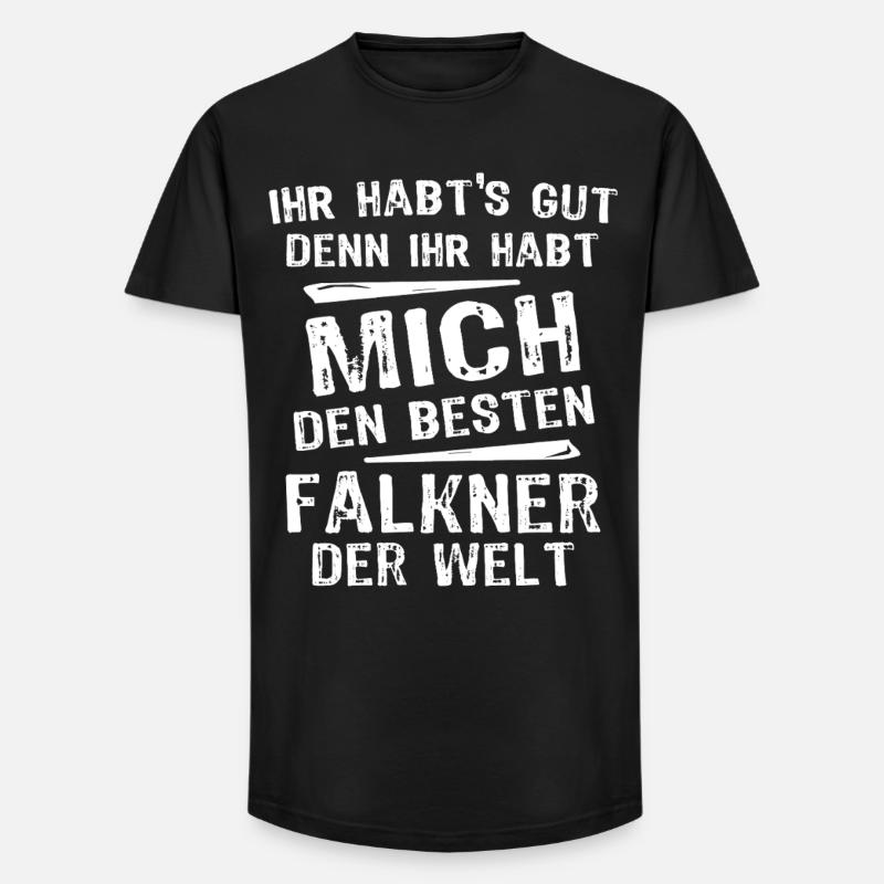 Falkner - Long Fit Männer T-Shirt - Schwarz