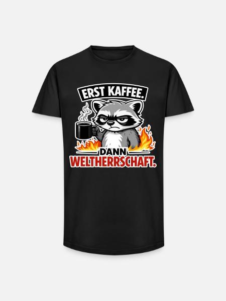 First coffee, then world domination - Long Fit Men's T-Shirt - black