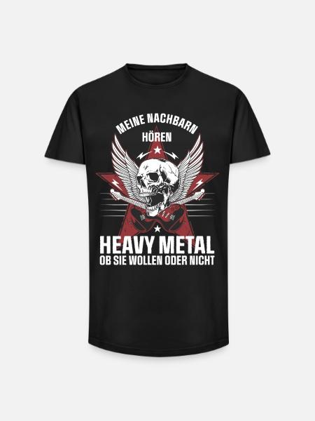 My neighbors listen to heavy metal - Long Fit Men's T-Shirt - black