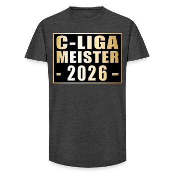 Champion of the Kreisliga C 2026 - Long Fit Men's T-Shirt - charcoal grey - Front - AI Model Male 185 light (185cm)
