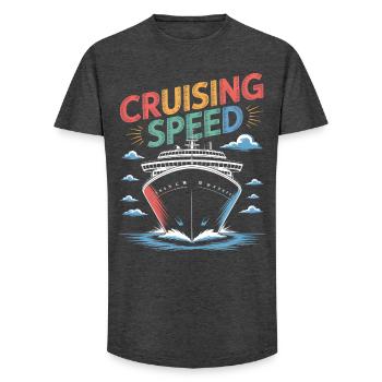 Cruising Speed Cruise Ship Print - Long Fit Men's T-Shirt - charcoal grey - Front - AI Model Male 185 light (185cm)