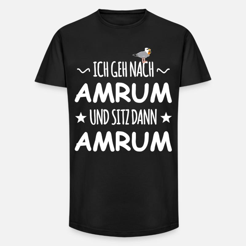 Amrum mit Schnaps Möwe - Long Fit Männer T-Shirt - Schwarz