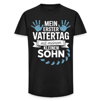Premier T-shirt Papa Fils de la Fête des Pères - T-shirt coupe longue homme - noir - Devant - AI Model Male 185 light (185cm)