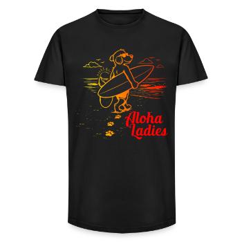 Aloha Ladies Surfer Dog Hawaiian Style - Long Fit Men's T-Shirt - black - Front - AI Model Male 185 light (185cm)
