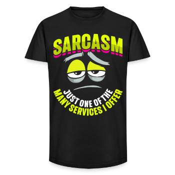 Sarcasm, just a service I offer, - Long Fit Men's T-Shirt - black - Front - AI Model Male 185 light (185cm)