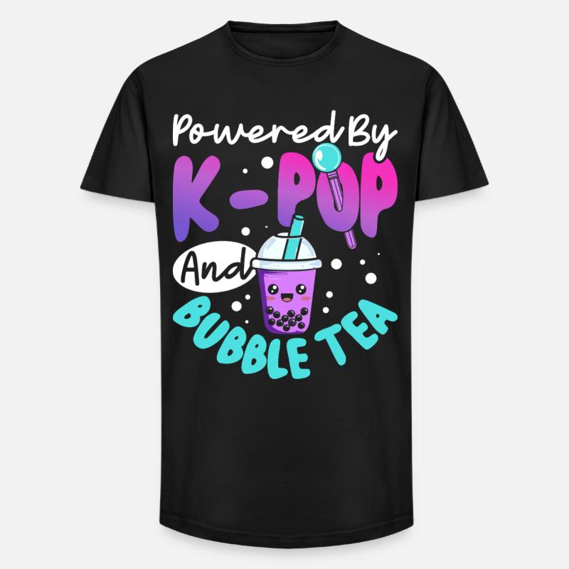 Alimentato da bubble tea K-pop - T-shirt uomo a vestibilità lunga - nero