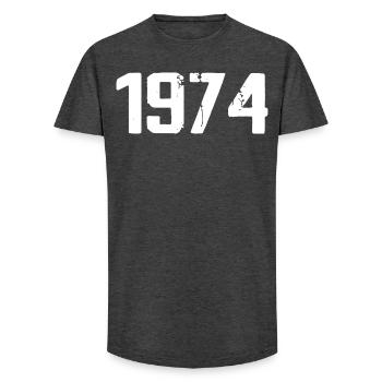 1974 - Génial depuis 1974 - T-shirt coupe longue homme - charbon - Devant - AI Model Male 185 light (185cm)
