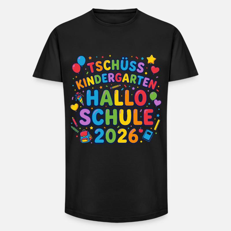 Tschüss Kindergarten Hallo Schule 2026 - Long Fit Männer T-Shirt - Schwarz