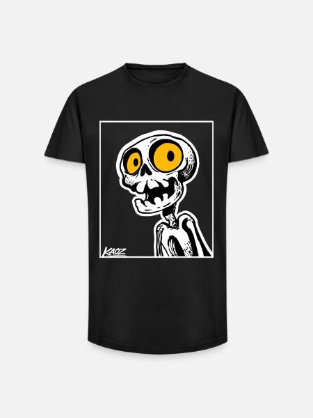 Skeleton Cartoon with Big Yellow Eyes - Long Fit Men's T-Shirt - black
