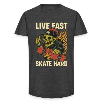 Live Quick Skate Hard Skull - Long Fit Men's T-Shirt - charcoal grey - Front - AI Model Male 185 light (185cm)