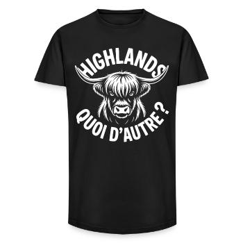 Highlands Ox Longhorn Monochrome - Long Fit Men's T-Shirt - black - Front - AI Model Male 185 light (185cm)