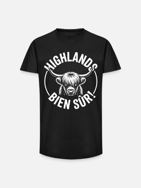 Highland Cow Bien Sûr - T-shirt coupe longue homme - noir