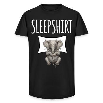 Elefanten Schlafshirt - Long Fit Männer T-Shirt - Schwarz - Vorne - AI Model Male 185 light (185cm)