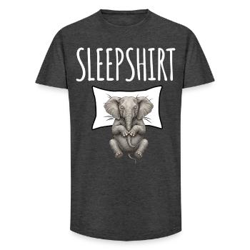 Chemise de nuit éléphant - T-shirt coupe longue homme - charbon - Devant - AI Model Male 185 light (185cm)
