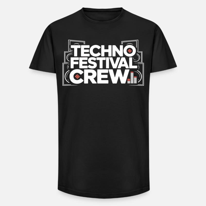 Techno Festival Crew – Techo Party Outfit - Long Fit Männer T-Shirt - Schwarz
