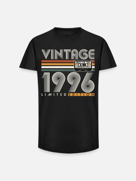 Prezent urodzinowy Vintage Vintage Retro z 1996 roku - T-shirt męski o długim kroju - czarny