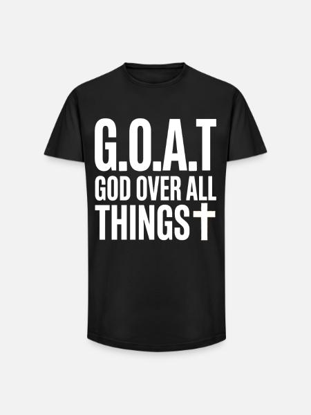 G.O.A.T God Over All Things Cross - Long Fit Men's T-Shirt - black