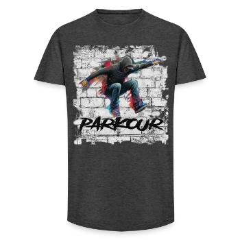 Parkour - Long Fit Men's T-Shirt - charcoal grey - Front - AI Model Male 185 light (185cm)