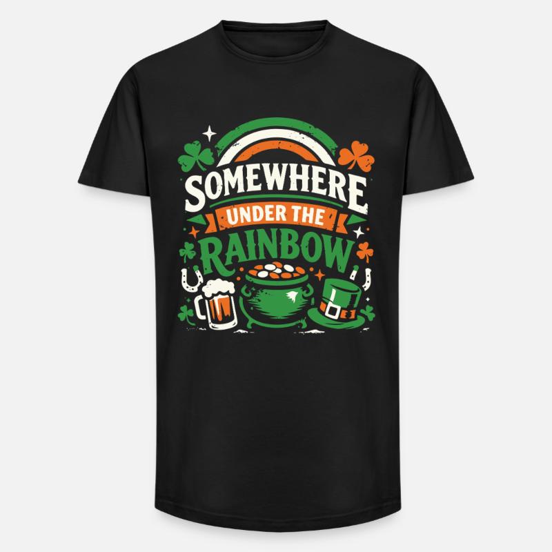 Under The Rainbow | St. Patrick's Day - Long Fit Männer T-Shirt - Schwarz