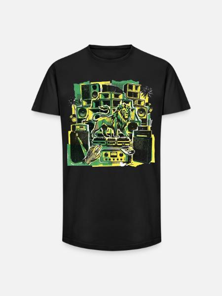 Roots Dub Reggae Soundsystem - Long Fit Männer T-Shirt - Schwarz