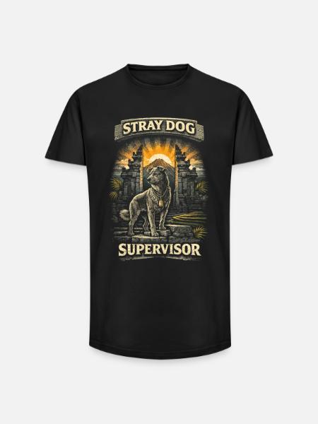 Bali Travel Stray Dog Supervisor - Long Fit Men's T-Shirt - black