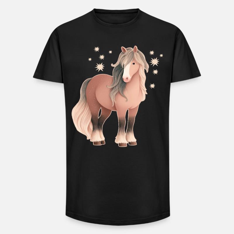 Pferd mit Sternen - Long Fit Männer T-Shirt - Schwarz