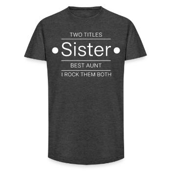 Best Sister Best Aunt - Long Fit Men's T-Shirt - charcoal grey - Front - AI Model Male 185 light (185cm)