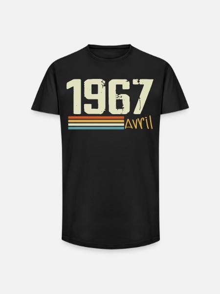 Né en avril 1967 - T-shirt coupe longue homme - noir
