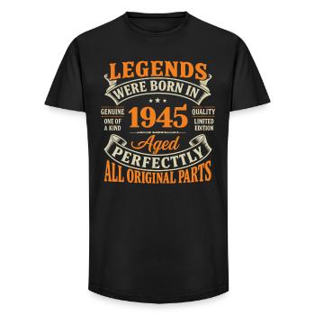 Legends Were Born in 1945 Aged Perfectly - T-shirt coupe longue homme - noir - Devant - AI Model Male 185 light (185cm)