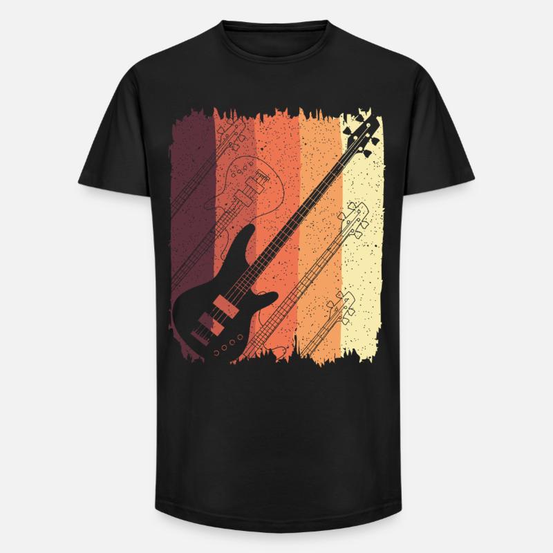 Retro-Gitarre Sunset Stripes - Long Fit Männer T-Shirt - Schwarz