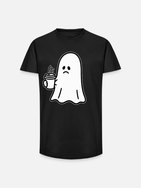 Geist Kaffee Halloween Süßes oder Saures - Long Fit Männer T-Shirt - Schwarz