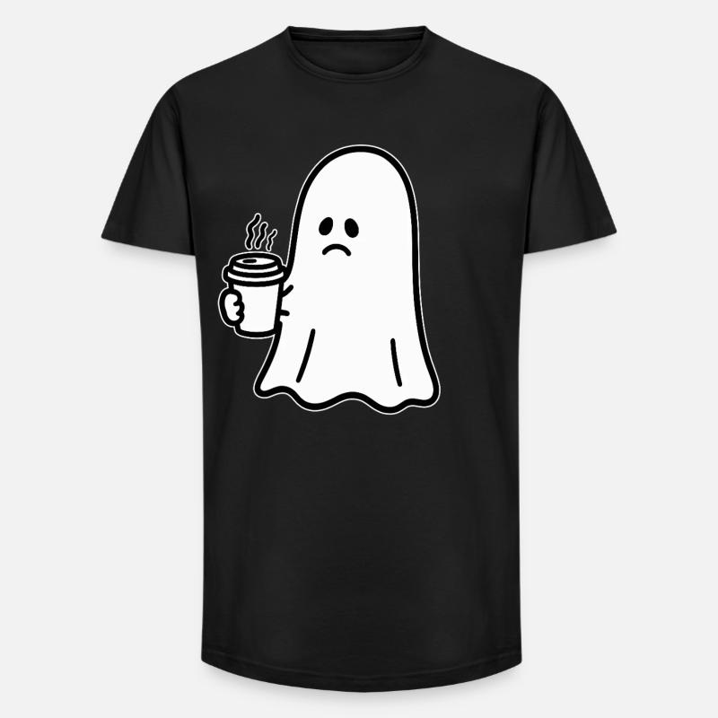 Geist Kaffee Halloween Süßes oder Saures - Long Fit Männer T-Shirt - Schwarz