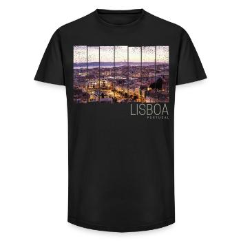 Lisbon Portugal Sunset Skyline Souvenir - Long Fit Men's T-Shirt - black - Front - AI Model Male 185 light (185cm)
