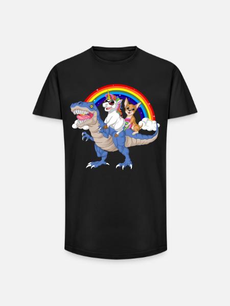 Chihuahua-Einhorn-Dinosaurier-Hemd - Long Fit Männer T-Shirt - Schwarz