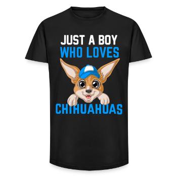 Le garçon qui aime la chemise de Chihuahuas - T-shirt coupe longue homme - noir - Devant - AI Model Male 185 light (185cm)