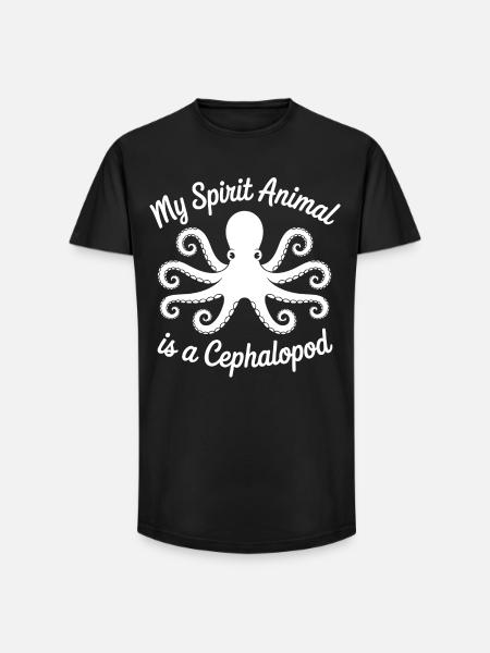 Octopus Minimal Art - Long Fit Men's T-Shirt - black
