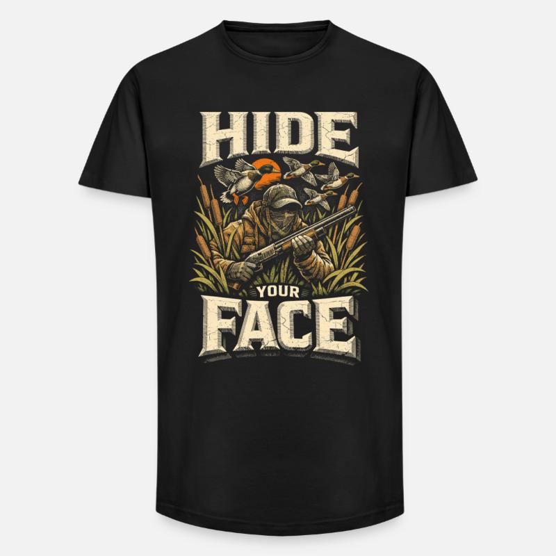 Entenjagd Hide Your Face - Long Fit Männer T-Shirt - Schwarz