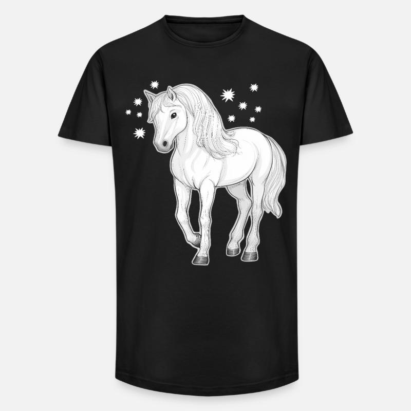 Pferd mit Sternen - Long Fit Männer T-Shirt - Schwarz