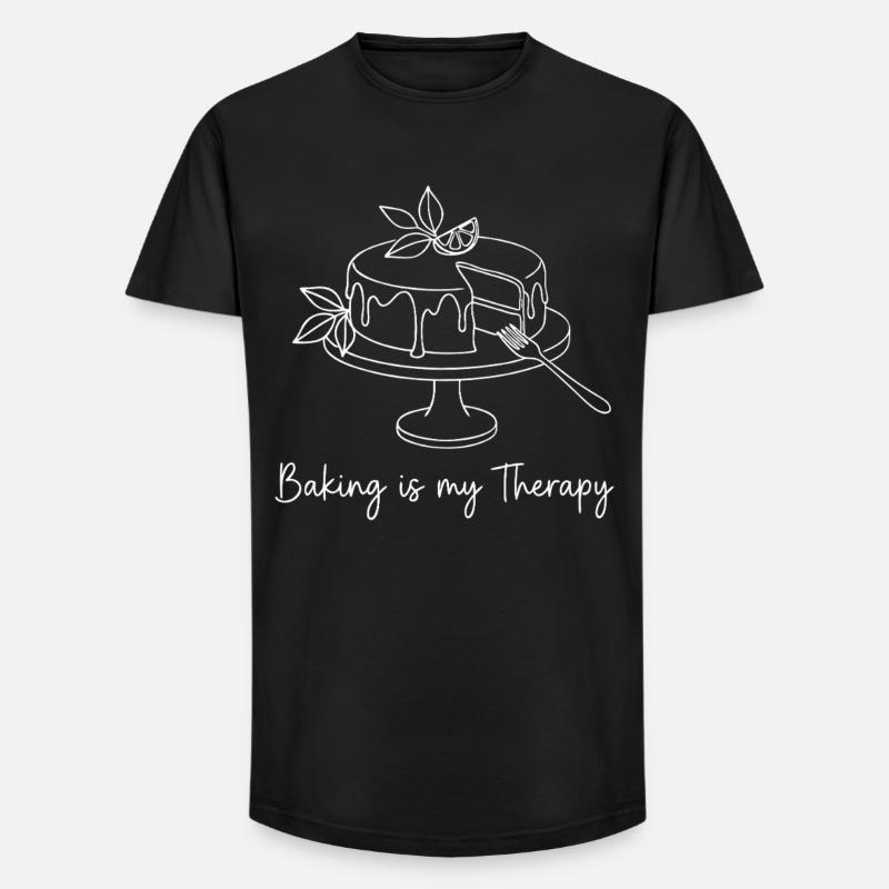 Baking is my Therapy - Long Fit Männer T-Shirt - Schwarz