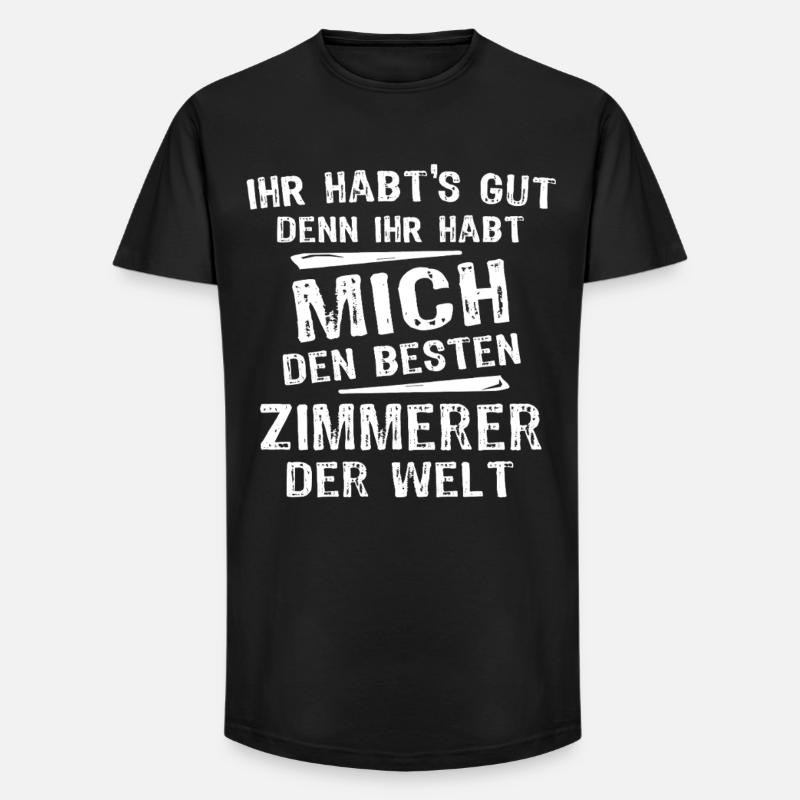 Zimmerer - Long Fit Männer T-Shirt - Schwarz
