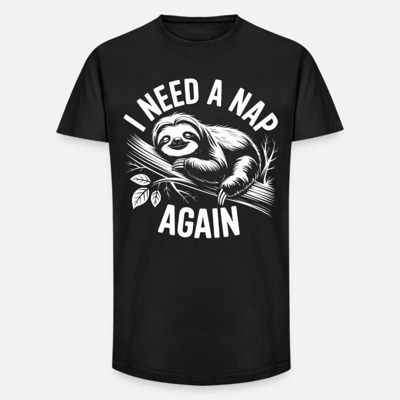 Faultier Schlafmodus am Ast - Long Fit Männer T-Shirt - Schwarz